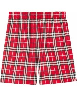 Burberry Check Print Bradeston Shorts - Red