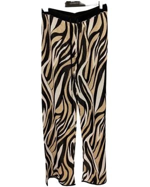 Marella Zebra-Print Drawstring Trousers - Black
