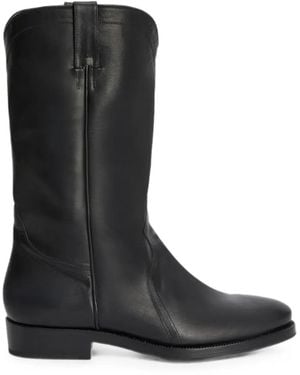 Jil Sander Bottines En Cuir À Effet Usé - Noir