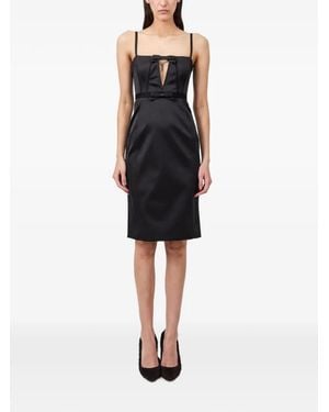 AKNVAS Carmen Bow-Detail Cutout Mini Dress - Black