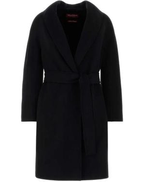 Max Mara Estremo Belted Shawl-Collar Coat - Black