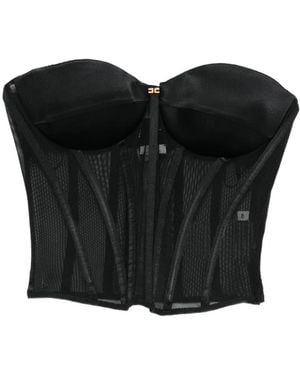 Elisabetta Franchi Mesh Corset Top - Black
