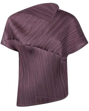 Pleats Please Issey Miyake Top Asimmetrico Leap - Viola