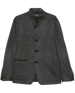 ZEGNA Welt-Pocket Single-Breasted Blazer - Black