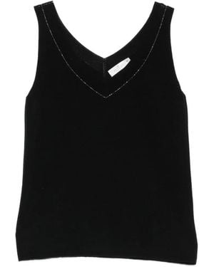 Panicale Bead-Embellished V-Neck Top - Black