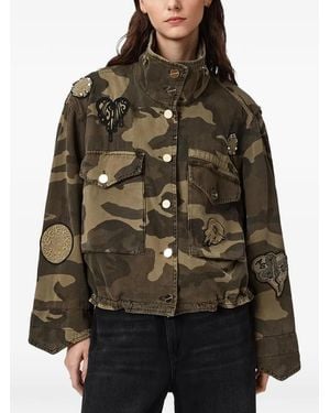 AllSaints Clay Camouflage-Print Patch-Embellished Jacket - Brown