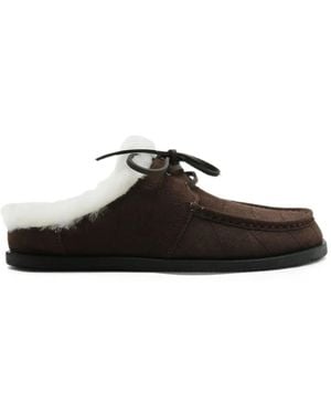 Goodnews Croc-Effect Faux-Shearling Loafers - Black