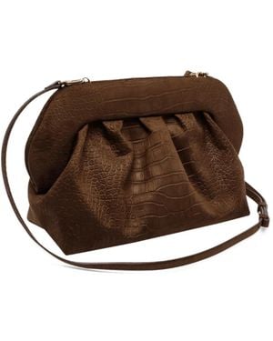 THEMOIRÈ Bios Croc-Effect Clutch Bag - Brown