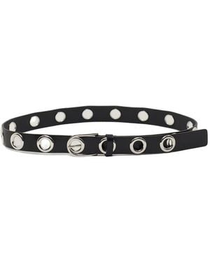 Closed Leather Belt - White