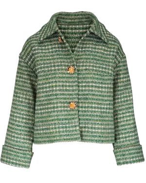 Carolina Herrera Tweed-Effect Button-Up Jacket - Green