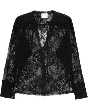 Nude Lace Blouse - Black