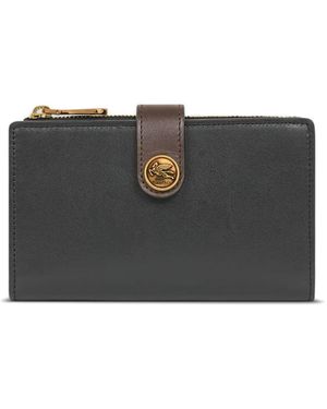 Etro Pegaso-Motif Leather Wallet - Grey