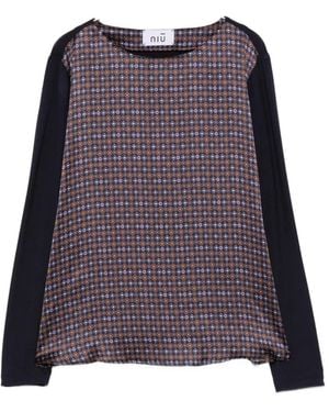 Niu Geometric-Print Blouse - Purple