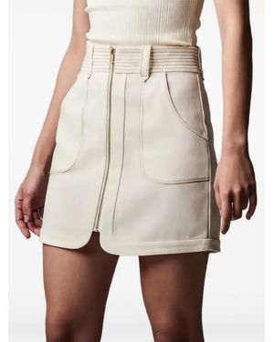Hevron Nora Zip-Up Patch-Pocket Mini Skirt - Natural