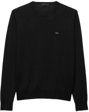Prada Worsted Wool Crew-Neck Jumper - Black