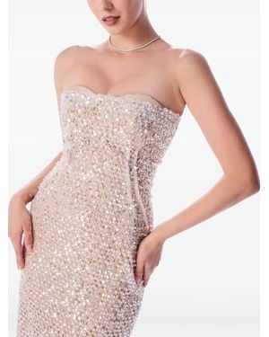 IMROSKA Sequin-Embellished Strapless Maxi Dress - Pink
