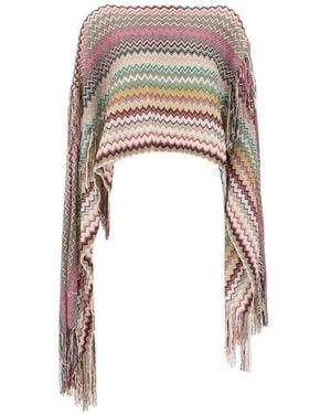 Missoni Zigzag-Print Fringed Blouse - White