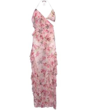 PATBO Orchid Bloom Floral-Print Cut-Out Ruffled Maxi Dress - Pink