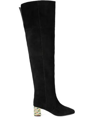 Kurt Geiger Jewelled-Heel Over-The-Knee Boots - Black