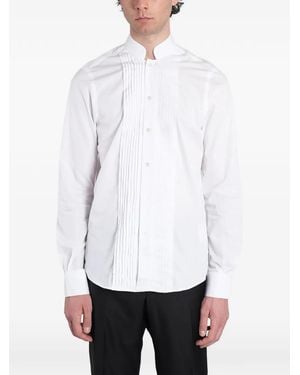 Tagliatore Ghandi Pleated-Bib Wing-Collar Shirt - White