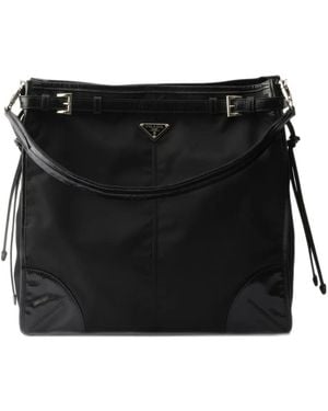 Prada Schultertasche Aus Re-Nylon Und Leder - Schwarz