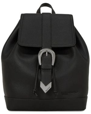 Karl Lagerfeld Buckle-Fastening Drawstring Backpack - Black