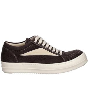 Rick Owens Vintage Sneaks Brushed-Effect Trainers - Brown