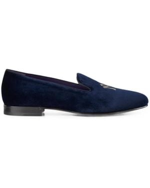 Ralph Lauren Slippers De Terciopelo De X Alonzo Yankee Bull - Azul