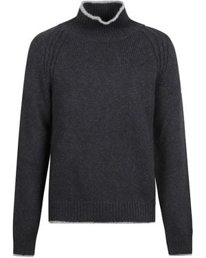 Moncler Ribbed-Knit Turtleneck Jumper - Blue