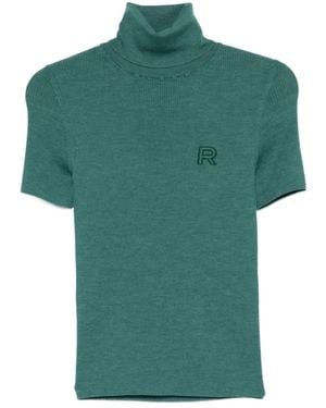 Rochas Turtleneck Logo-Patch Top - Green