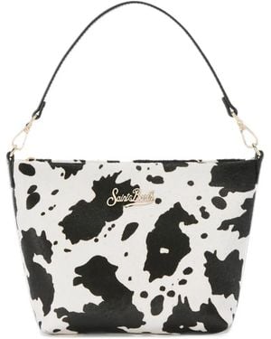 MC2 Saint Barth Aline Print Leather Shoulder Bag - Black