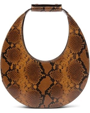 STAUD Moon Snakeskin Handle Tote Bag - Brown