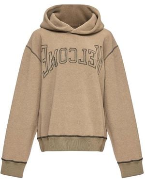 MM6 by Maison Margiela Slogan-Embroidered Hoodie - Natural