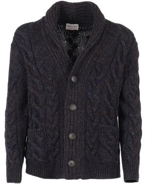 SETTEFILI CASHMERE Shawl-Collar Cable-Knit Cardigan - Black