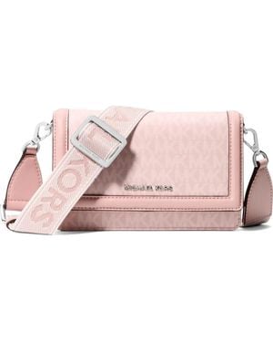 Michael Kors Monogram-Pattern Logo-Strap Crossbody Bag - Pink