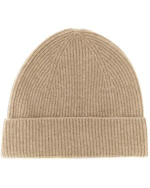 Ballantyne Ribbed Cashmere Beanie Hat - Natural