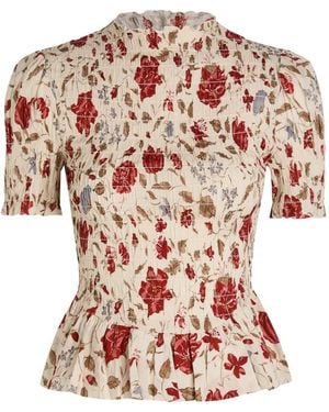 Reformation Blusa Aggie Con Motivo Floral - Rojo
