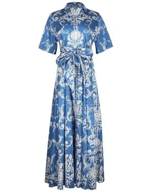 Borgo De Nor Posie Barocco-Print Maxi Dress - Blue