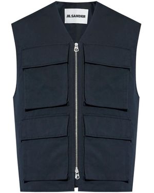 Jil Sander Four-Pocket Gilet - Blue