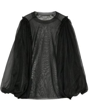 Comme des Garçons Semi-Transparentes T-Shirt Mit Puffärmeln - Schwarz