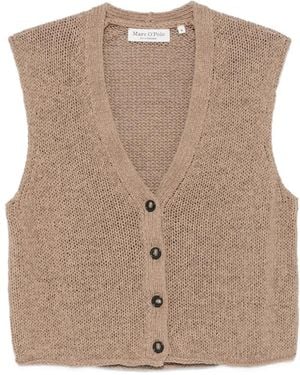 Marc O' Polo Button-Up Knitted Gilet - Natural