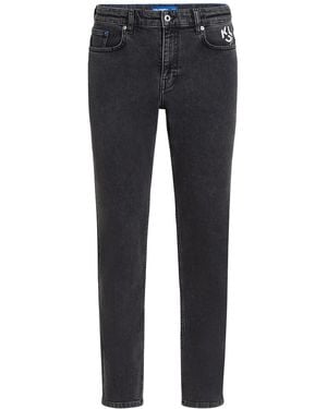KARL LAGERFELD Logo-Print Skinny Jeans - Blue