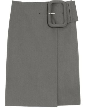 Ami Paris Falda Midi Con Hebilla Oversize - Gris