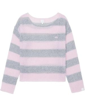 AAPE BY A BATHING AP Striped Scoop-Neck Jumper - White