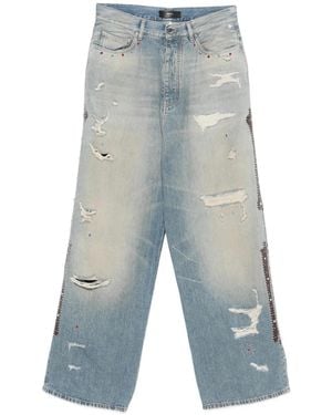Amiri Bones Studded Baggy Jeans - Blue