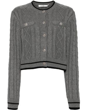 B+ AB Cable-knitted Cotton-blend Cardigan - グレー