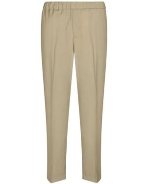 Costumein Elasticated-Waist Pressed-Crease Trousers - Natural