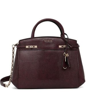 Guess Melinda Lizard-Effect Tote Bag - Purple