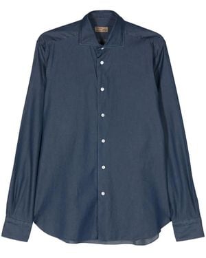 Barba Napoli Classic-Collar Chambray Shirt - Blue