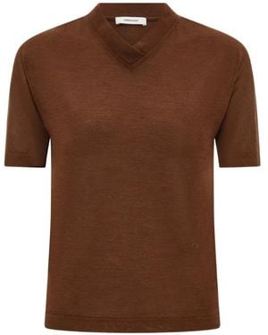Ferragamo Silk T-Shirt - Brown